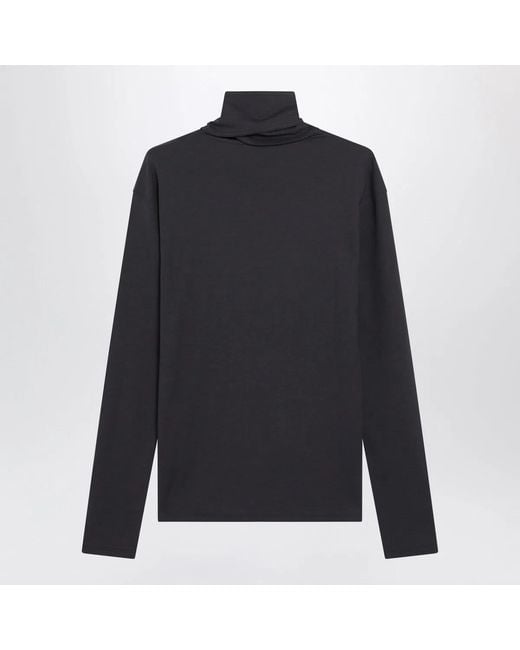 Lemaire Blue Dark Long-Sleeved Sweater With Scarf Detail