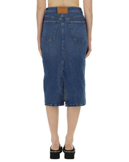 T By Alexander Wang Blue Alexanderwang.T Midi Skirt