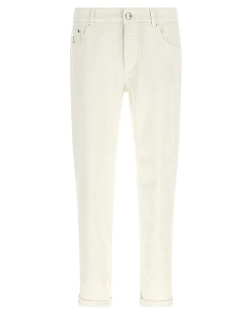 Brunello Cucinelli White Traditional Fit Jeans for men