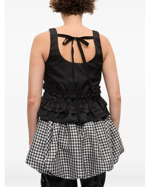 Ganni Black Nylon Tank Top