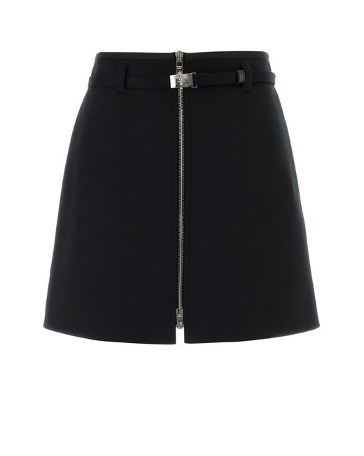 Prada Black Wool Mini Skirt