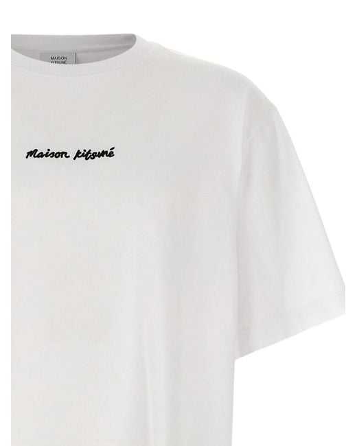 Maison Kitsuné White Logo Embroidery T-Shirt for men
