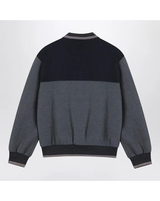 Miu Miu Blue Sweatshirt With Zip Anthracite