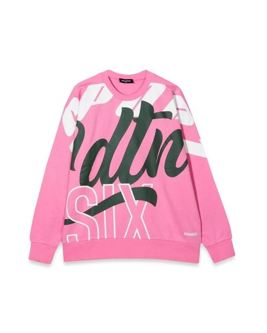 DSquared² Pink Crewneck Sweatshirt Allover Writing