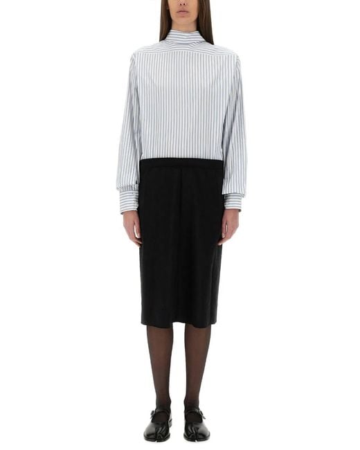 Maison Margiela White Inverted Striped Dress-Shirt
