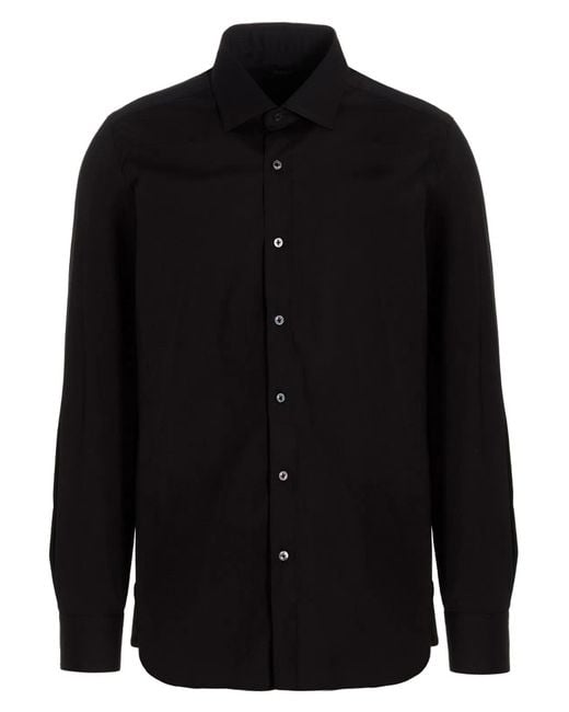 Barba Napoli Black Poplin Shirt for men