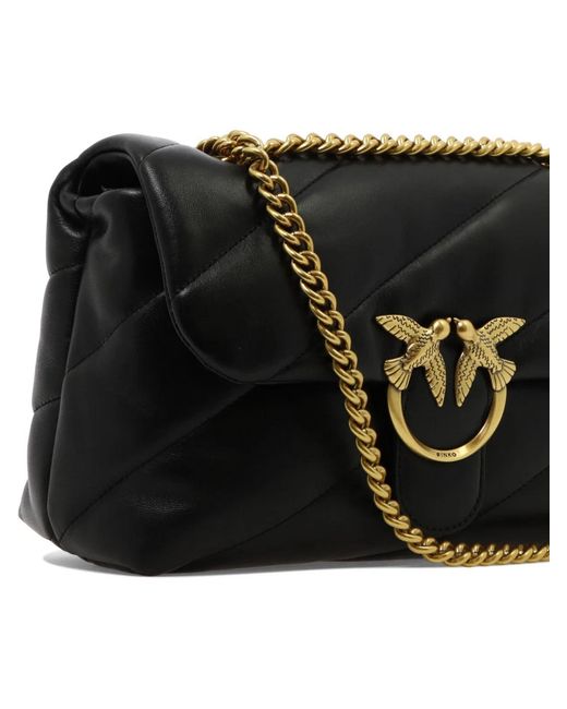 Pinko Black Calf Leather Polyurethane Polyamide Crossbody Bags