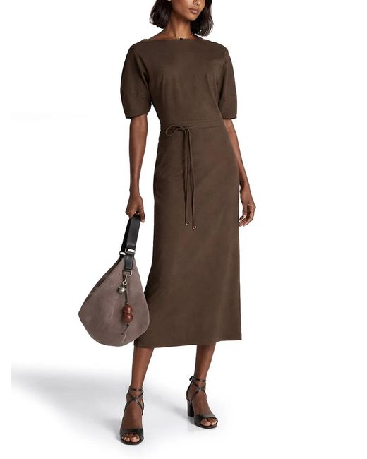 Lemaire Brown Cotton And Linen Midi Dress