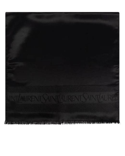 Saint Laurent Black Silk Satin Scarf for men