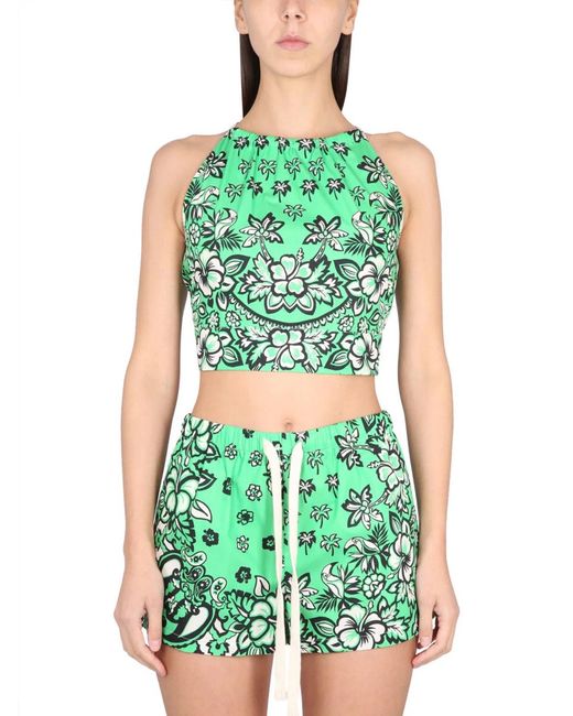RED Valentino Green Carre' Bandana Top
