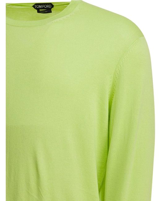 Tom Ford Green Cotton Crewneck Sweater for men