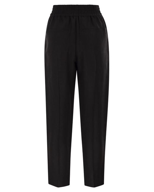 Brunello Cucinelli Black Baggy Pull-Up Trousers