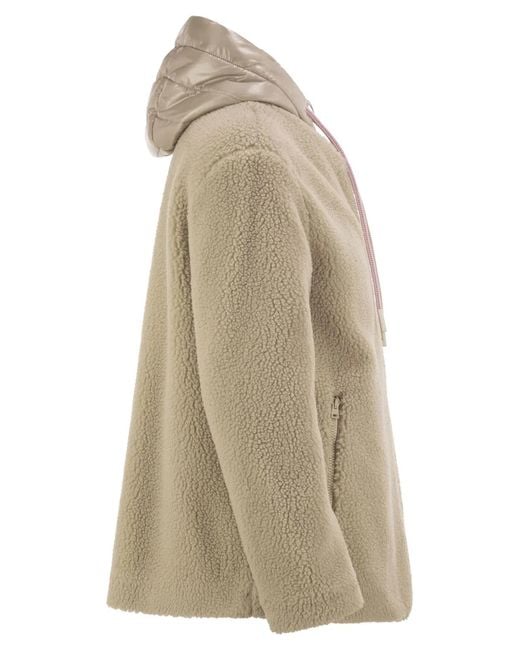 Herno Natural Teddy Jacket With Padded Hood