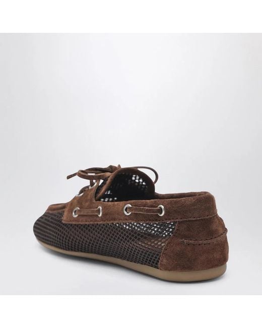Miu Miu Brown Perforated Cocoacolored Loafers