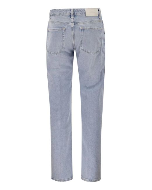 7 For All Mankind Blue Straight Fit Light Wash Vintage-Effect Denim Jeans