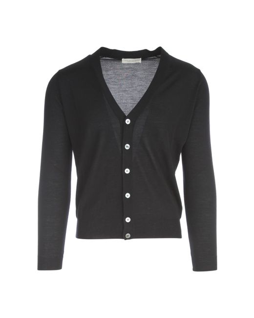 FILIPPO DE LAURENTIIS Black Royal Merino L/S Cardigan W/Buttons for men