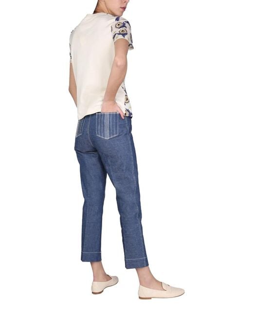 Tory Burch Blue Wide Leg Jeans