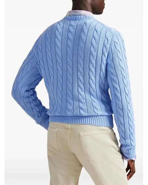 Polo Ralph Lauren Blue Cable-Knit Cotton Jumper for men