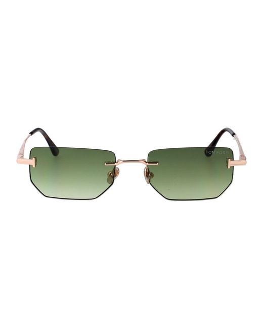 Tom Ford Green Oro Rosé Lucido Verde Grad Metal Sunglasses