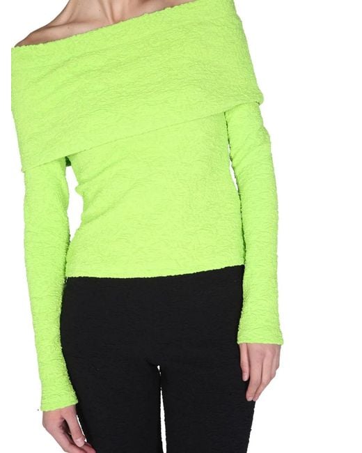 MSGM Green Boat Neck Top