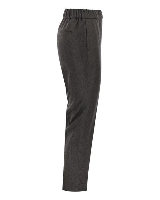 Peserico Gray Stretch Virgin Wool Trousers