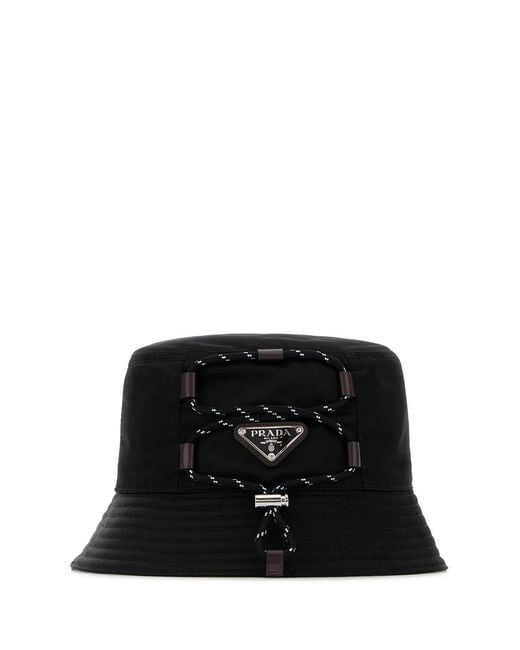 Prada Black Re-Nylon Bucket Hat for men