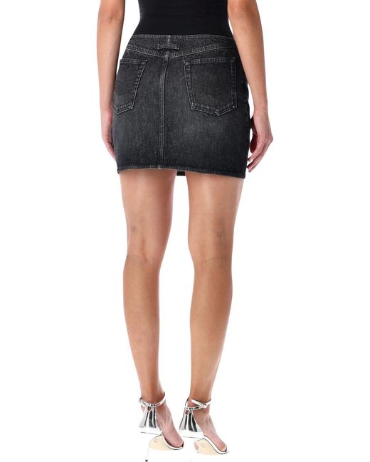 Jean Paul Gaultier Black Washed Denim Mini Skirt With Zips