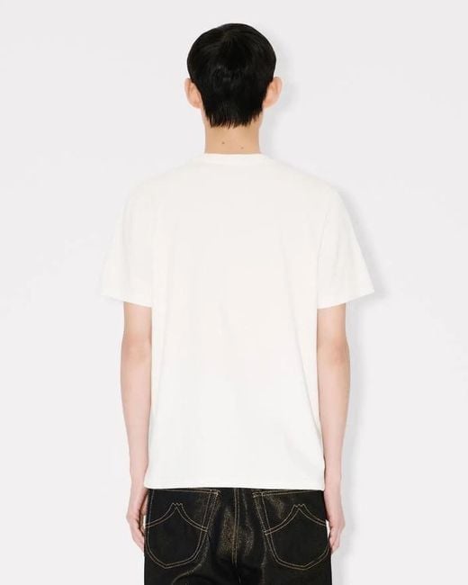 KENZO White T-Shirt Gots Boke Flower Slim for men