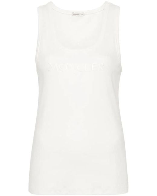 Moncler White Tops With Logo