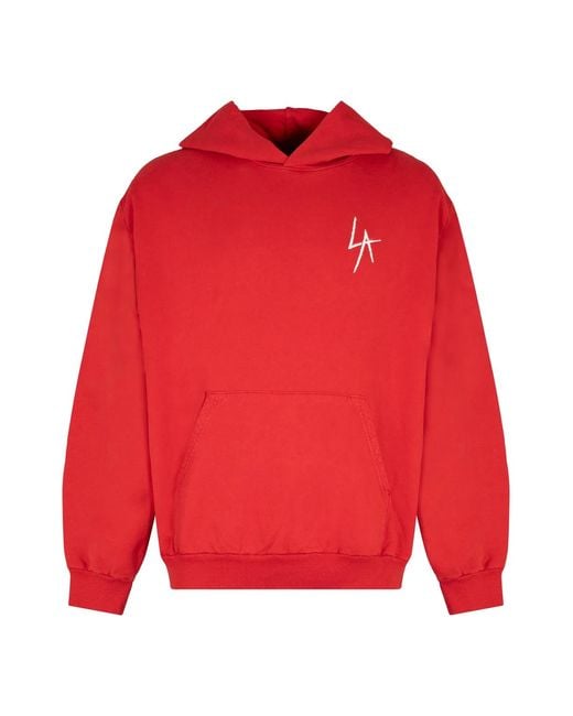 Local Authority Red Cotton Hoodie for men