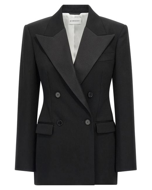 Givenchy Black Satin Lapel Blazer
