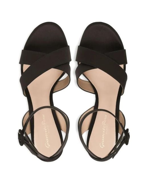 Gianvito Rossi Black Crepe Satin Sandals T.070