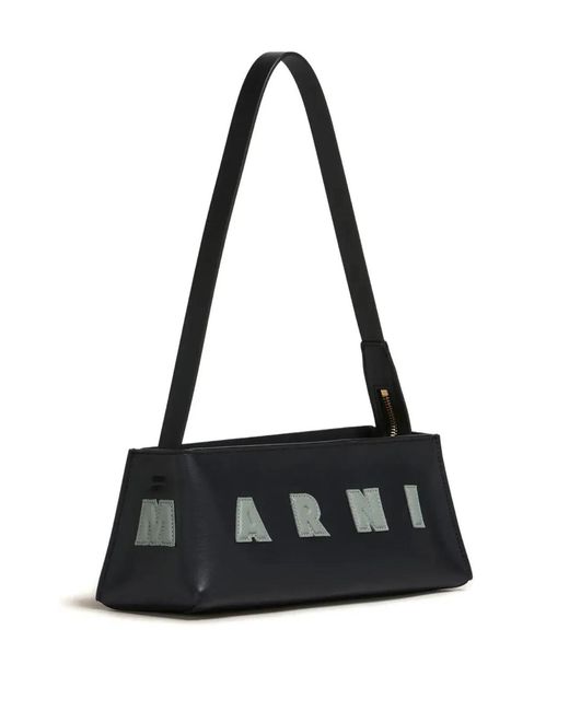 Marni Black Logo-Appliqué Shoulder Bag
