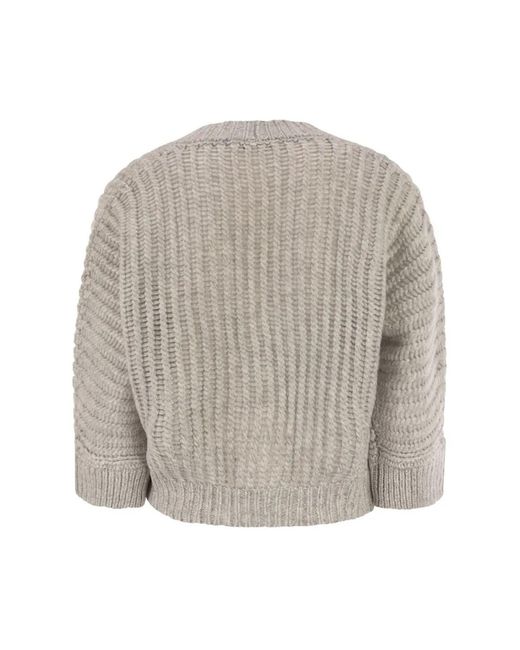 Peserico Multicolor Wool And Alpaca Mesh Cardigan