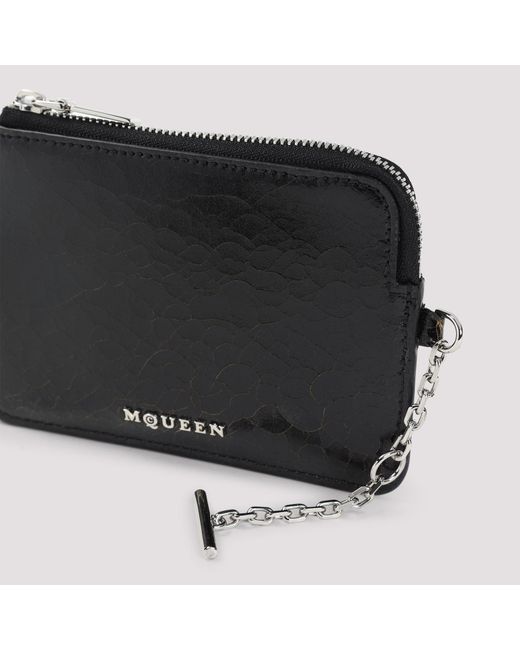 McQueen Black Leather Card Holder