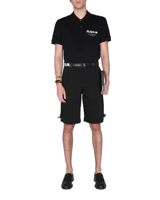 McQueen Black Regular Fit Bermuda for men
