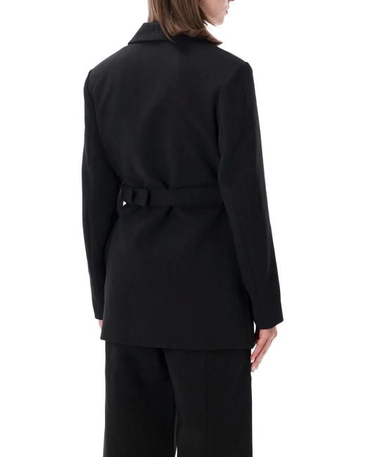 Ganni Black Bonded Crepe Blazer