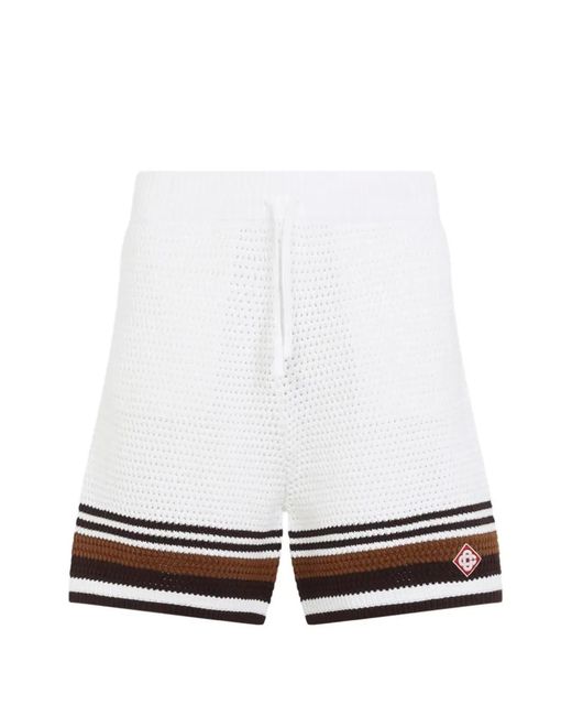 Casablanca White Cotton Striped Bermuda Shorts for men
