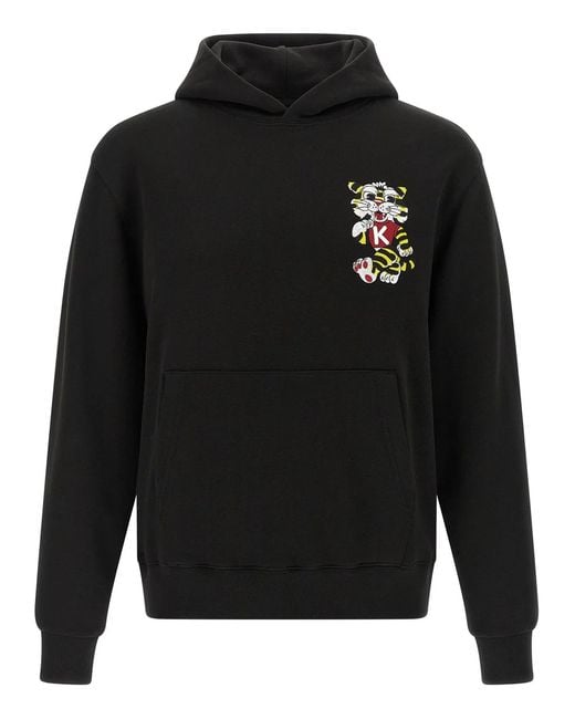 KENZO Black 'Wild Tiger Embroidered' Hoodie for men