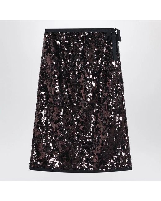 Prada Black Plum-Coloured Sequined Skirt