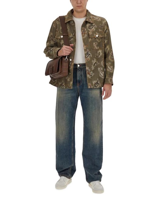 Etro Brown Paisley Print Shirt for men