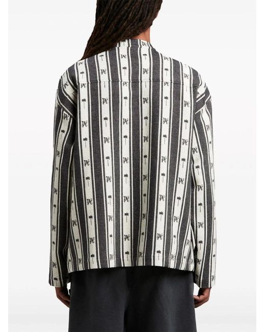 Palm Angels Black Metal Frame Stripes Overshirt for men