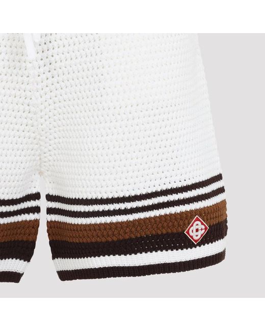 Casablanca White Cotton Striped Bermuda Shorts for men