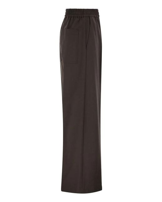 Brunello Cucinelli Black Stretch Virgin Wool Fluid Trousers