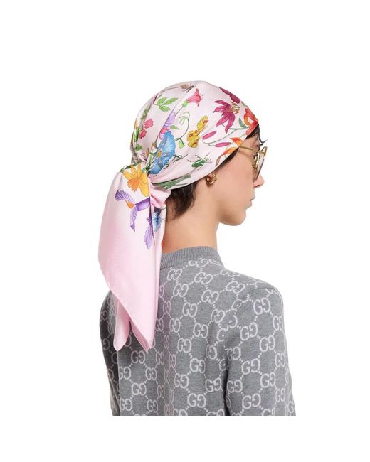 Gucci White Silk Twill Printed Carré