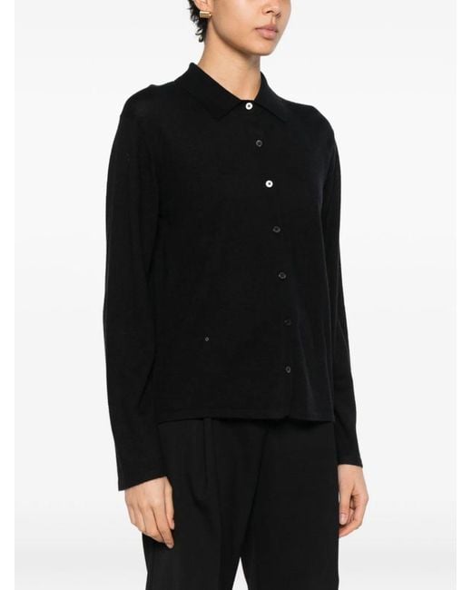 Soft Goat Black Button Fastening Long Sleeves
