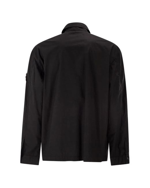 Stone Island Black Comfort Fit Overshirt With Press Studs for men