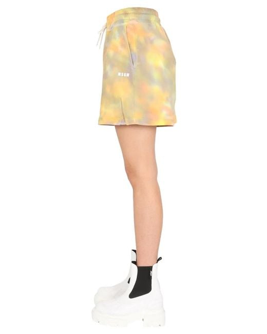 MSGM Yellow Cotton Shorts