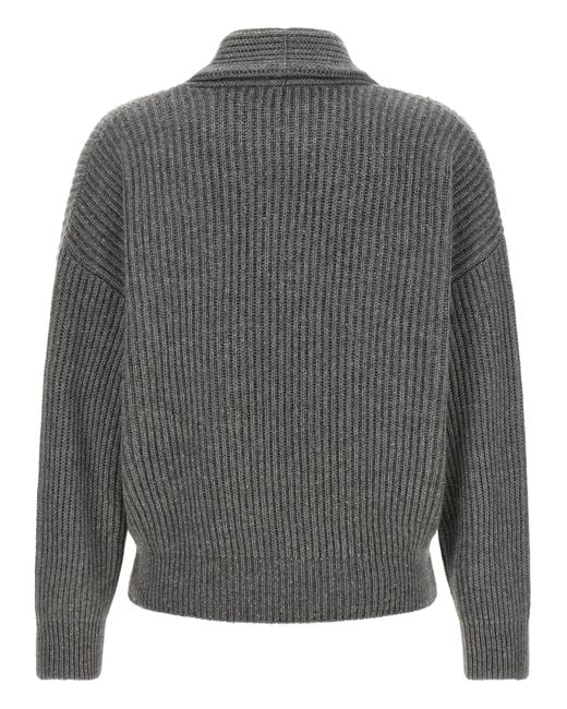 Brunello Cucinelli Gray Wrap Cardigan