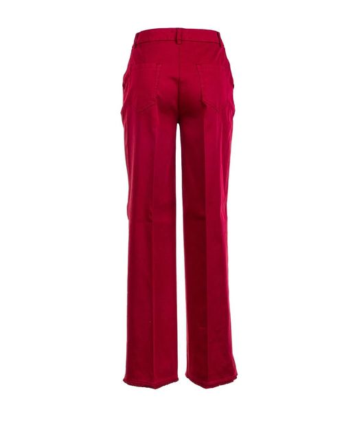 Via Masini 80 Red High-Waisted Raspberry Trousers